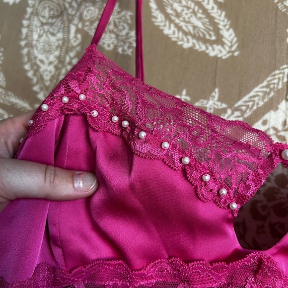 DANIELLE GUIZIO Babydoll Slip Dress in Pink w/ Pearls - Picture 4 of 9